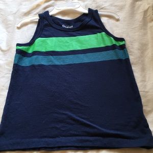 Boys blue and green striped tank top.
